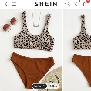 SHEIN leopard scooped bikini top in XL. Brand new.